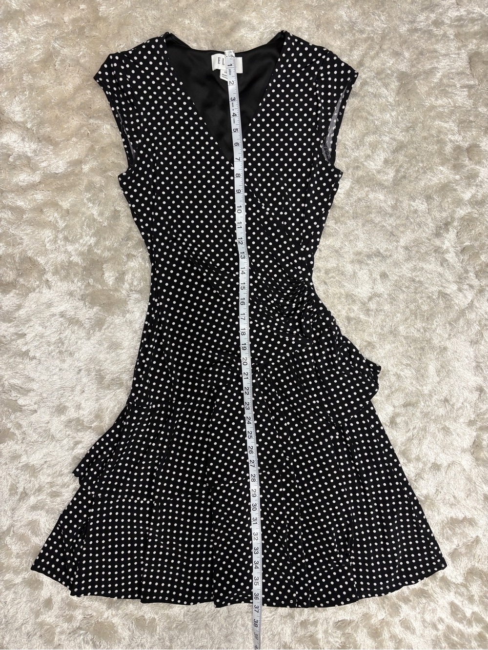 Elle Women’s Black Polka Dot Wrap Dress -A line - Picture 3 of 8